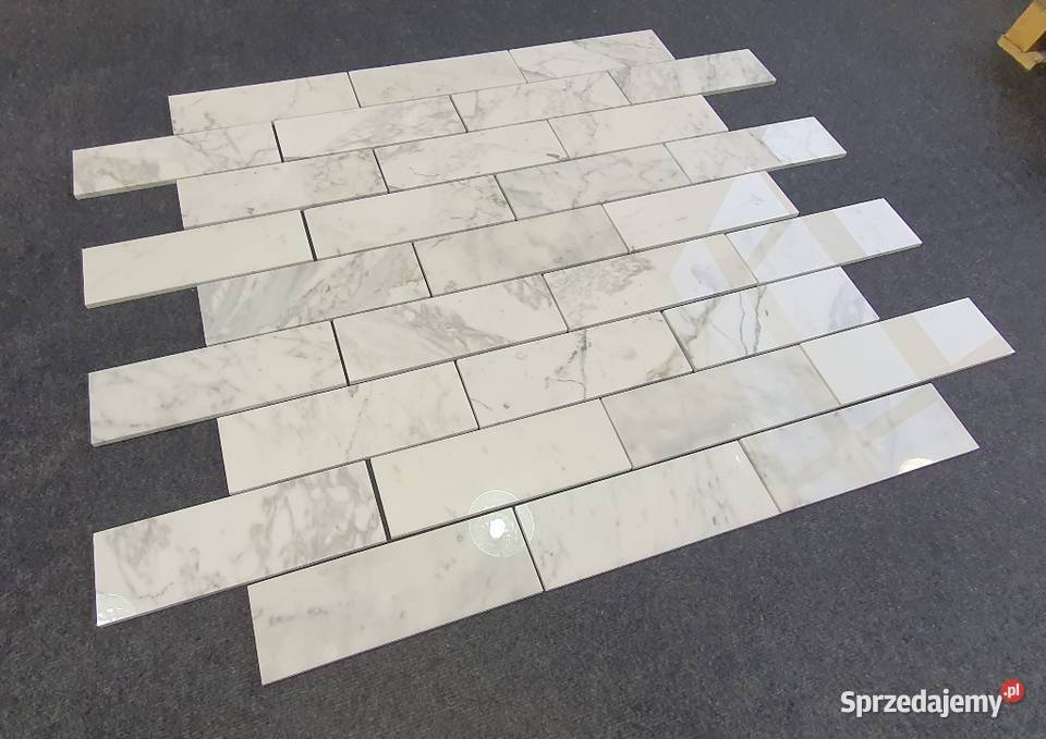 Mozaika Bianco Calacatta poler cegiełka Bielawa