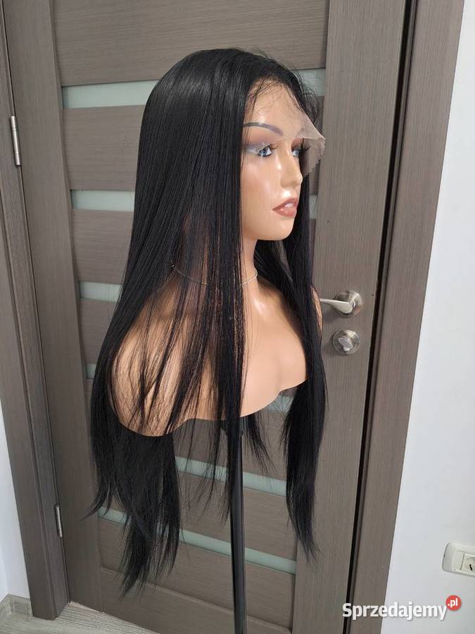 Czarny długi koronkowy peruk pomorskie