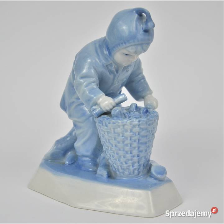 Dziecko z koszem art deco A Sinkó Zsolnay błękit Warszawa sprzedam