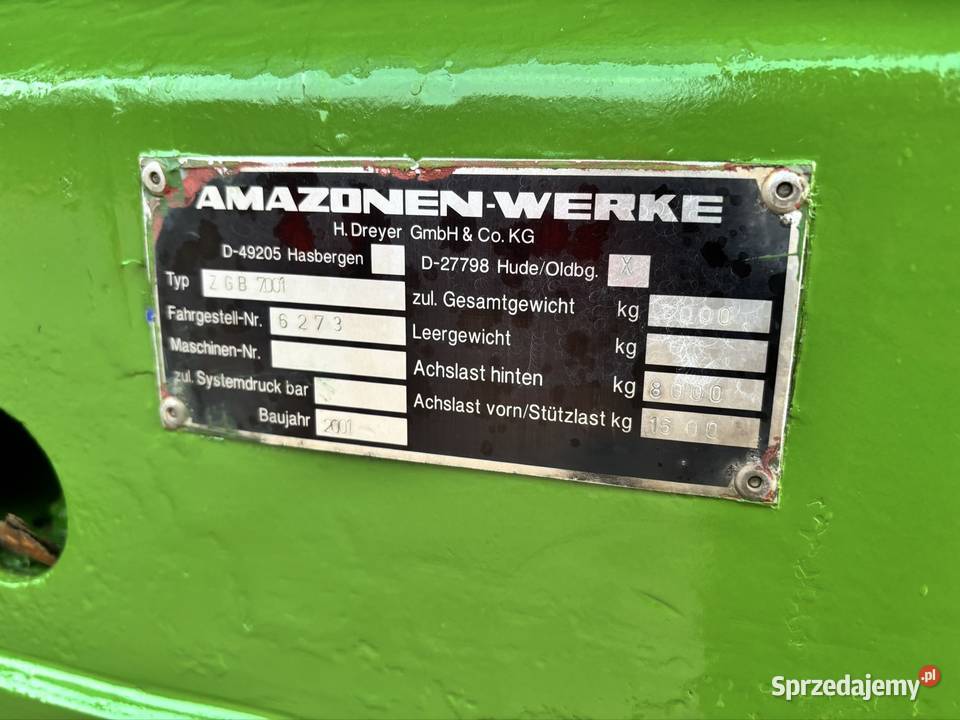 Rozsiewacz Siewnik wapna Amazone ZGB 7001 taśma Myszyniec sprzedam