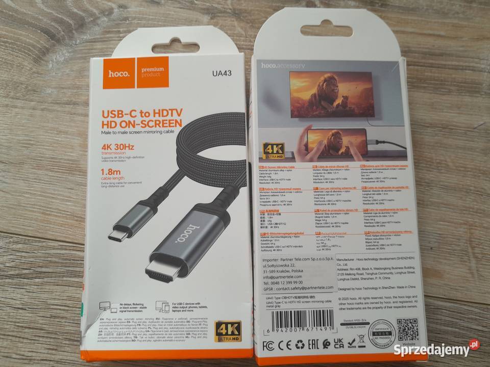 Kabel Hoco UA43 USBC do HDMI 18m Wieliczka