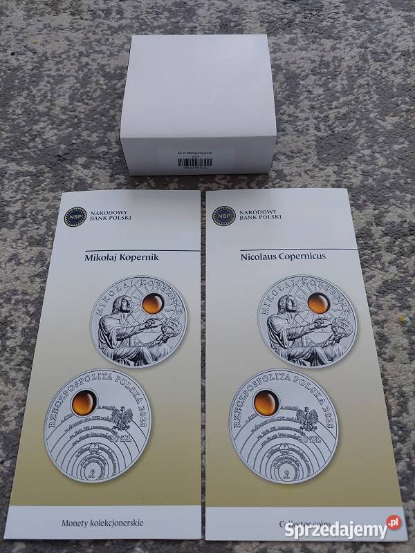 Moneta M Kopernik z bursztynem2xfoldery ENG