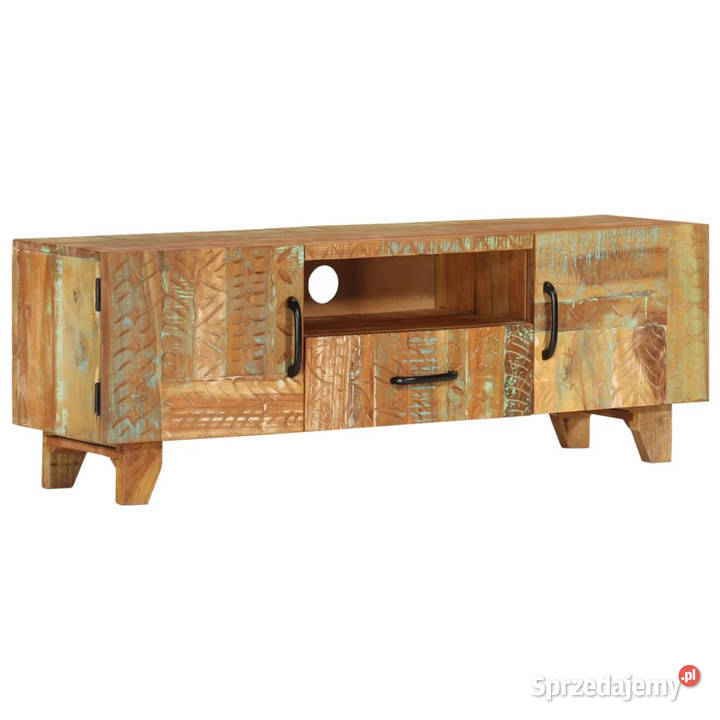 Ręcznie rzeźbiona szafka pod TV 120x30x40 drewno Warszawa sprzedam