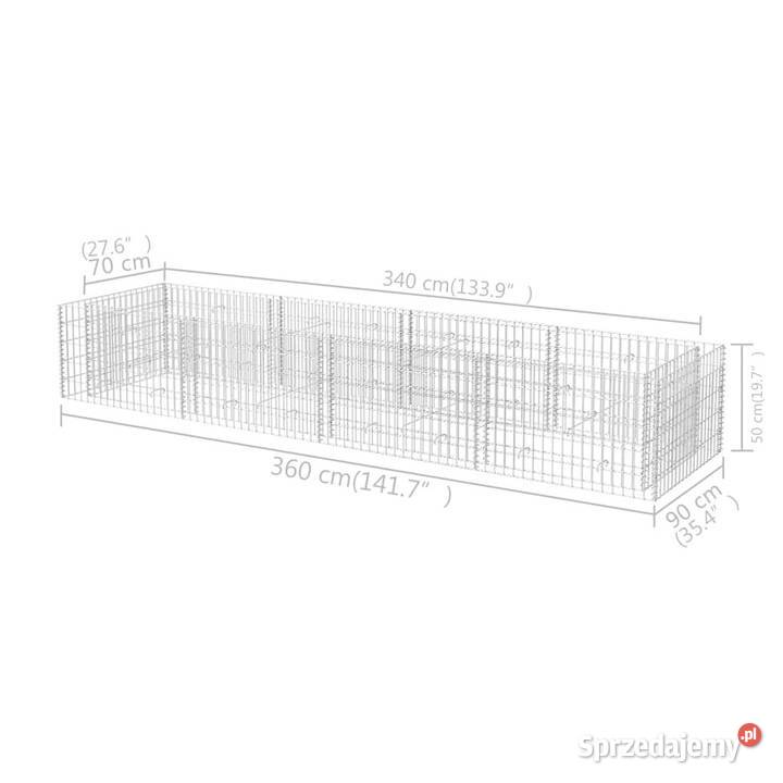 Podwyższona donica ze stali 360 x 90 x 50 Warszawa