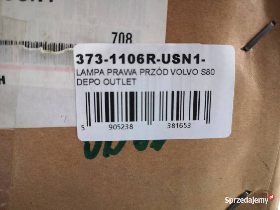LAMPA PRAWY PRZÓD VOLVO S80 I 19982006 NOWA DEPO sprzedam