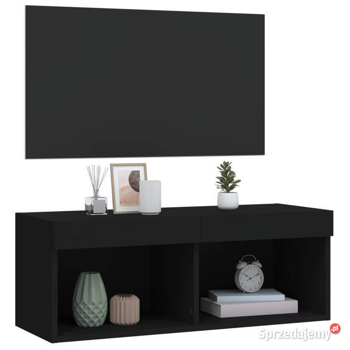Szafka TV z LED czarna 80x30x30 WM837143 Warszawa