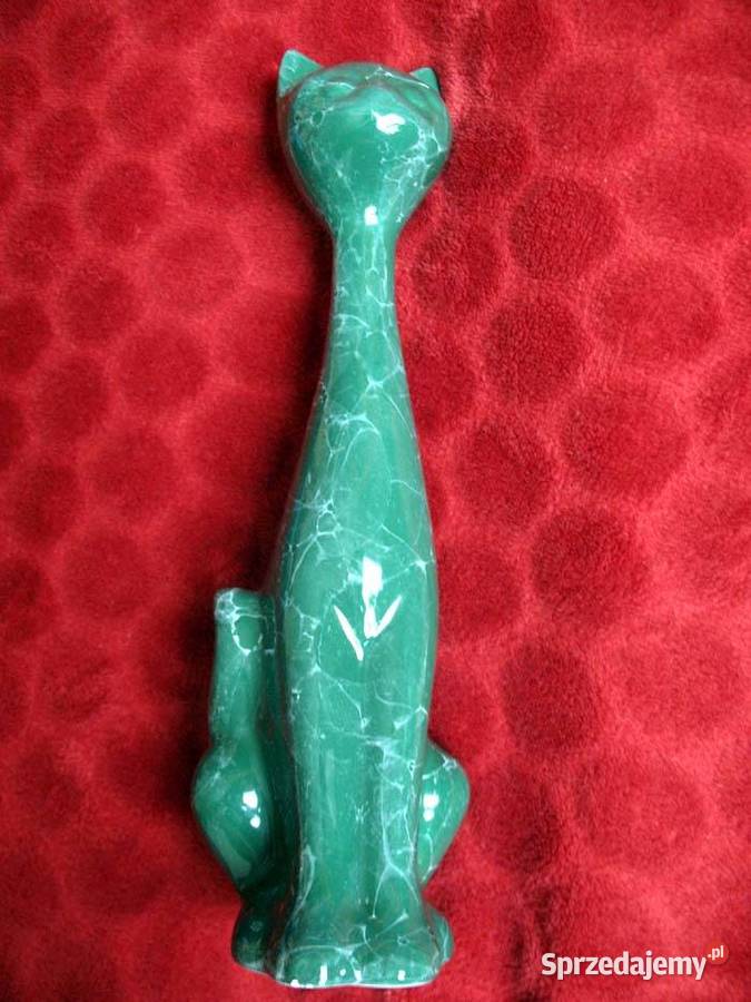 Kot duży elegancki kotek figurka porcelana 25 x