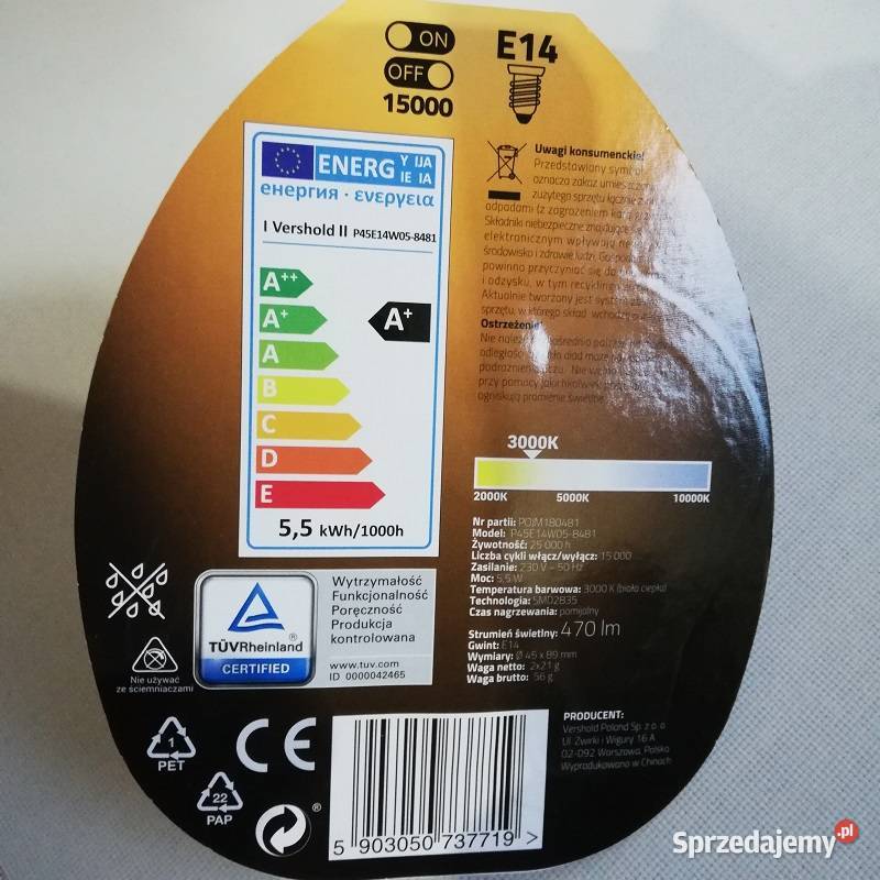 Żarówka żarówki LED 2 55W E14 Sieradz sprzedam