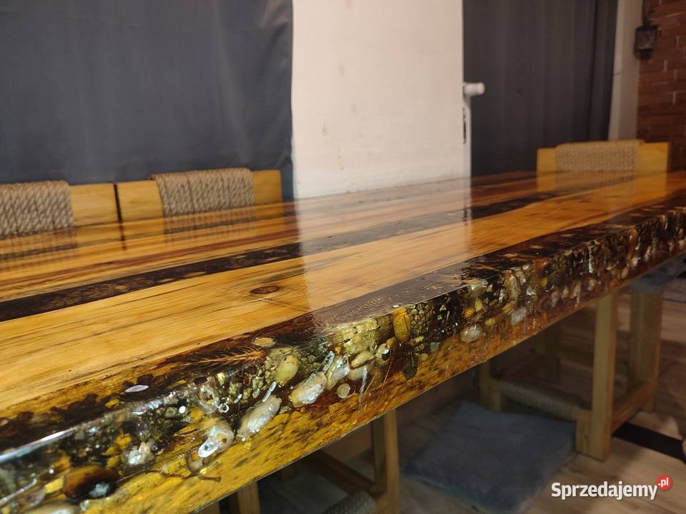 Unikalny ręcznie robiony stół z żywicą Dominowo sprzedam