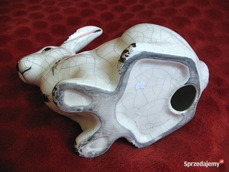 Zając z efektem crackle porcelana 17 x 17 x 10 Siedlce