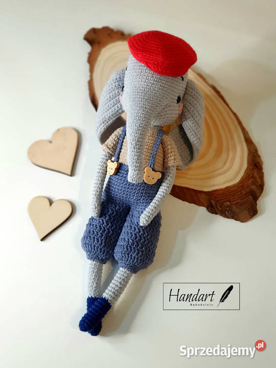 Słonik na szydełku maskotka HANDART Krotoszyn