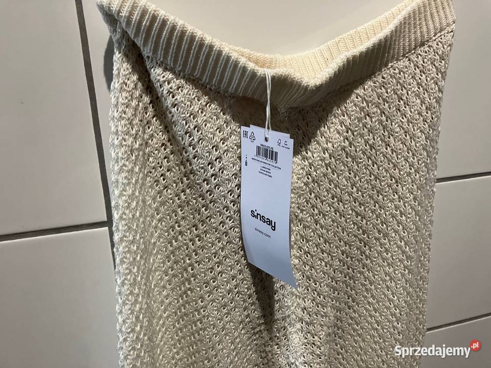 kremowe dzianinowe bawełniane spodnie xs 34 Moda i Styl Toruń