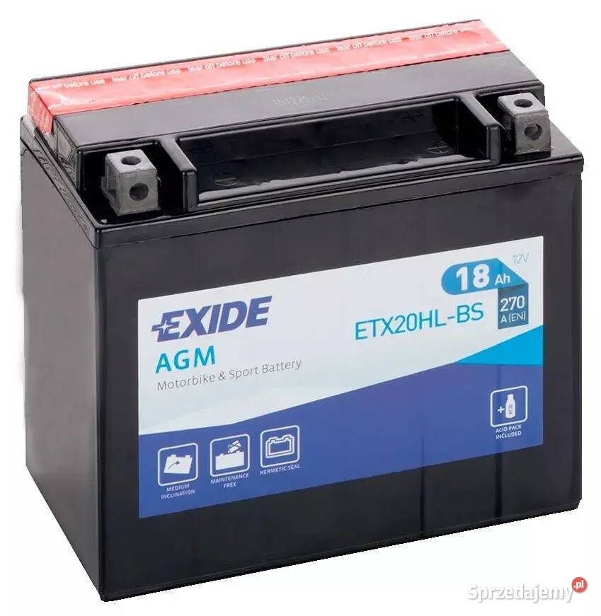 Akumulator motocyklowy EXIDE ETX20HLBS YTX20HLBS Pionki