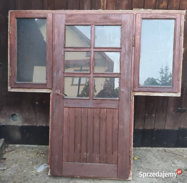 DRZWI ZEWNĘTRZNE BALKONOWE DREWNIANE OKNA Drzwi balkonowe i tarasowe Nowy Sącz sprzedam