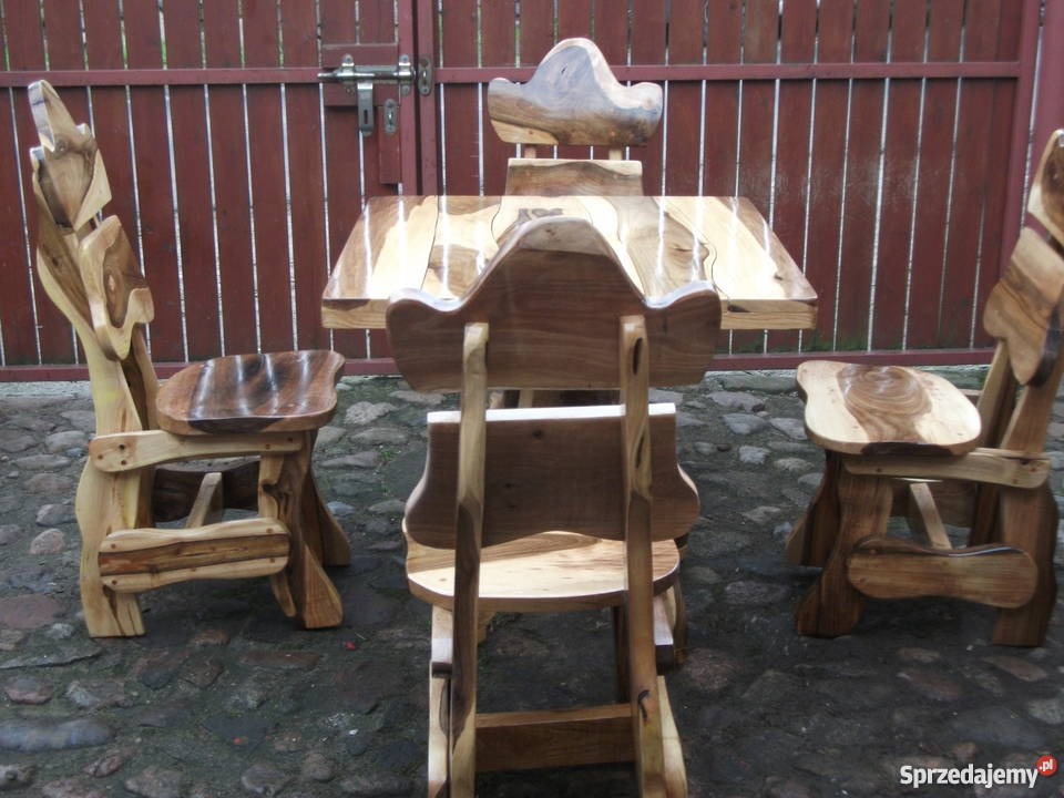 Meble ogrodowe z orzecha włoskiego drewno Grotniki sprzedam