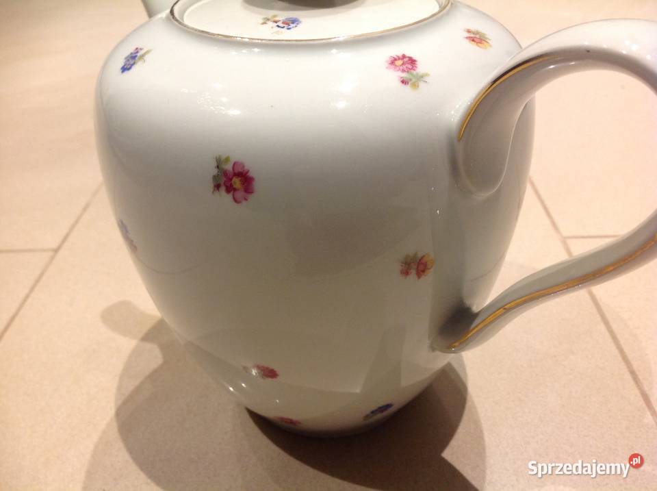 Dzbanek do Herbaty Stara Porcelana Volkstedt biały Nowa Sól