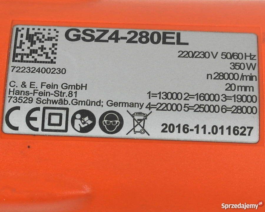SZLIFIERKA PROSTA FEIN GSZ 4280 EL
