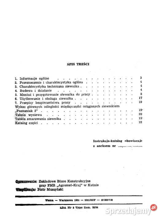 Poznaniak 5 so 432 instrukcja i katalog czesci sprzedam