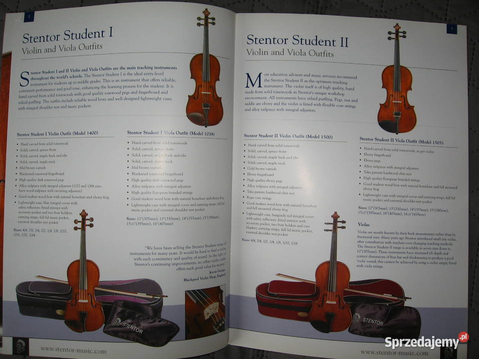 Stentor Orchestral Stringed Instruments Catalog Kępice sprzedam