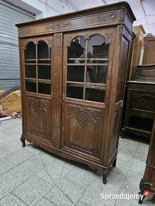 Stara dębowa biblioteczka Ludwikowska Francja Dom i Ogród