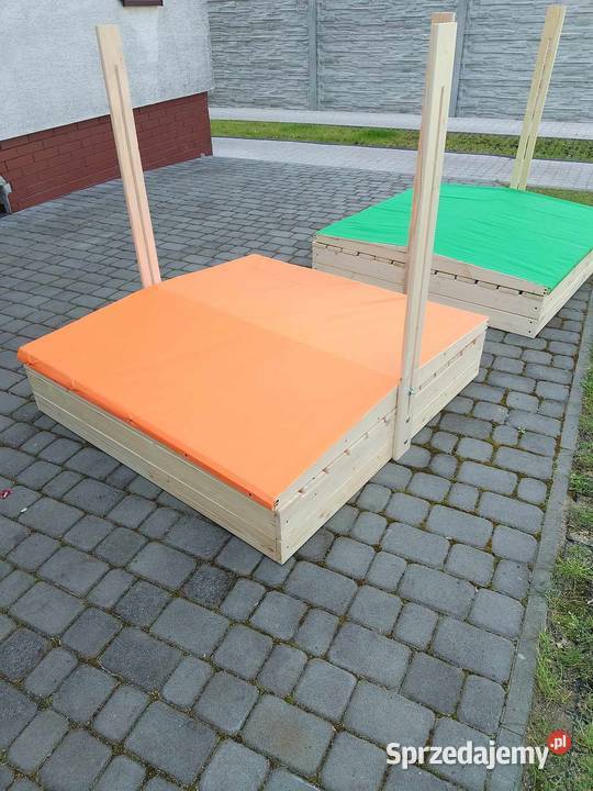 piskownica drewniana 120 x 120 z ławkami i Kalety