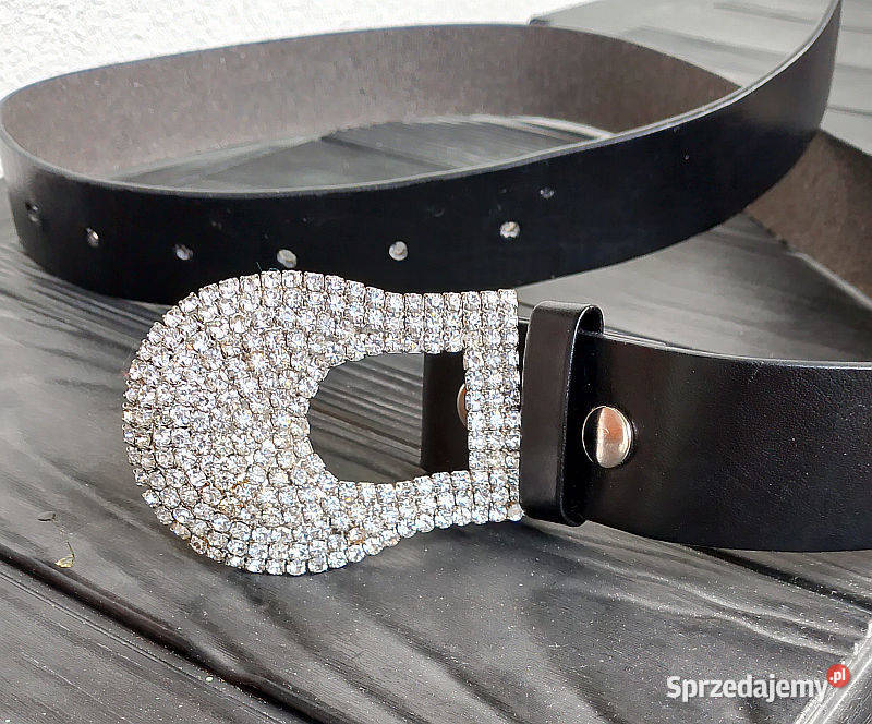 pasek damski czarny z przepiękną klamrą Suwałki sprzedam