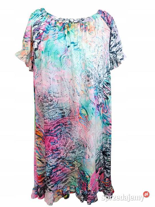 Sukienka hiszpanka ASYMETRYCZNA z falbaną kolorowy Pątnów