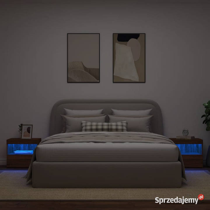Szafki nocne z LED 2 brązowy dąb 50x40x45 Szafki