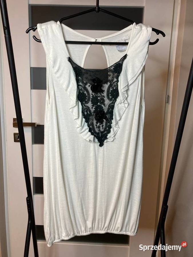Kremowa śliczna bluzka koronka ozdoby USA rayon sprzedam