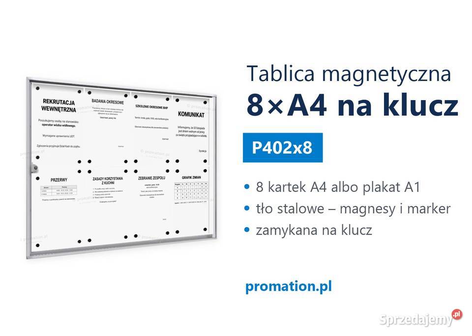 Tablica magnetyczna zamykana 8A4 do biura szkoły