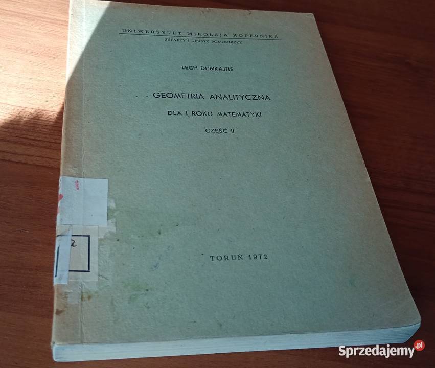Geometria analityczna I roku matematyki Cz 2 Gdańsk sprzedam