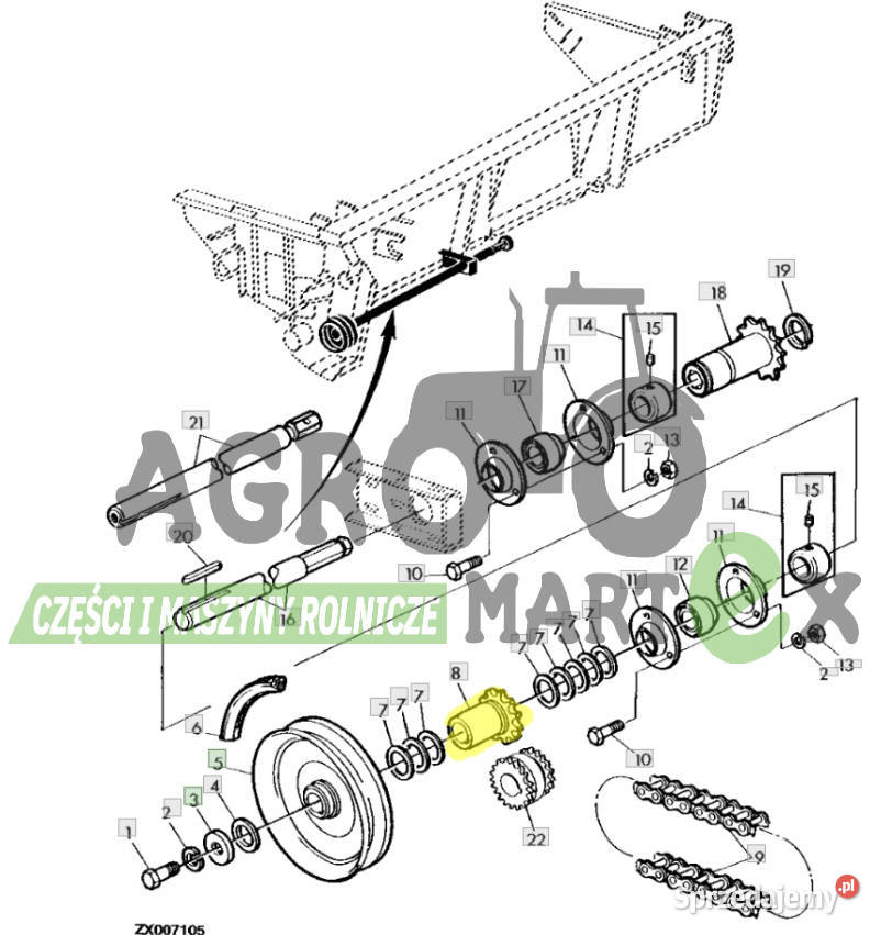 Z62453 KOŁO ZĘBATE ŁAŃCUCHA Z12 JD Wichrów