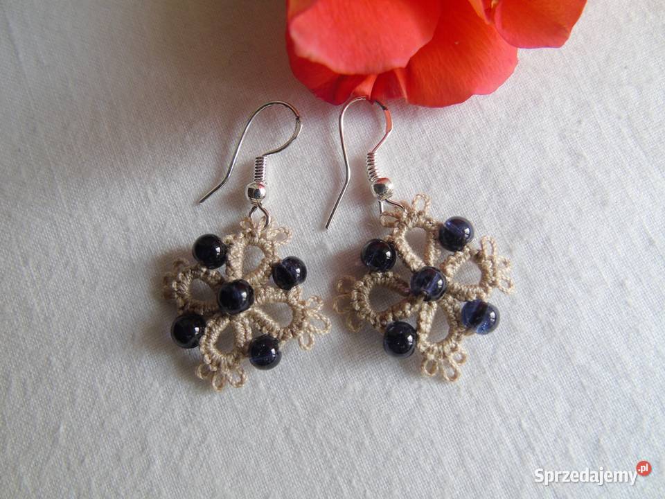 Kolczyki frywolitkowe Wiśniowa