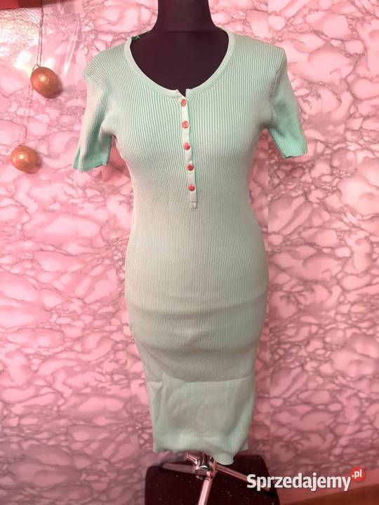 Zielona sukienka prążek biust 90100 uniwersalna mazowieckie sprzedam