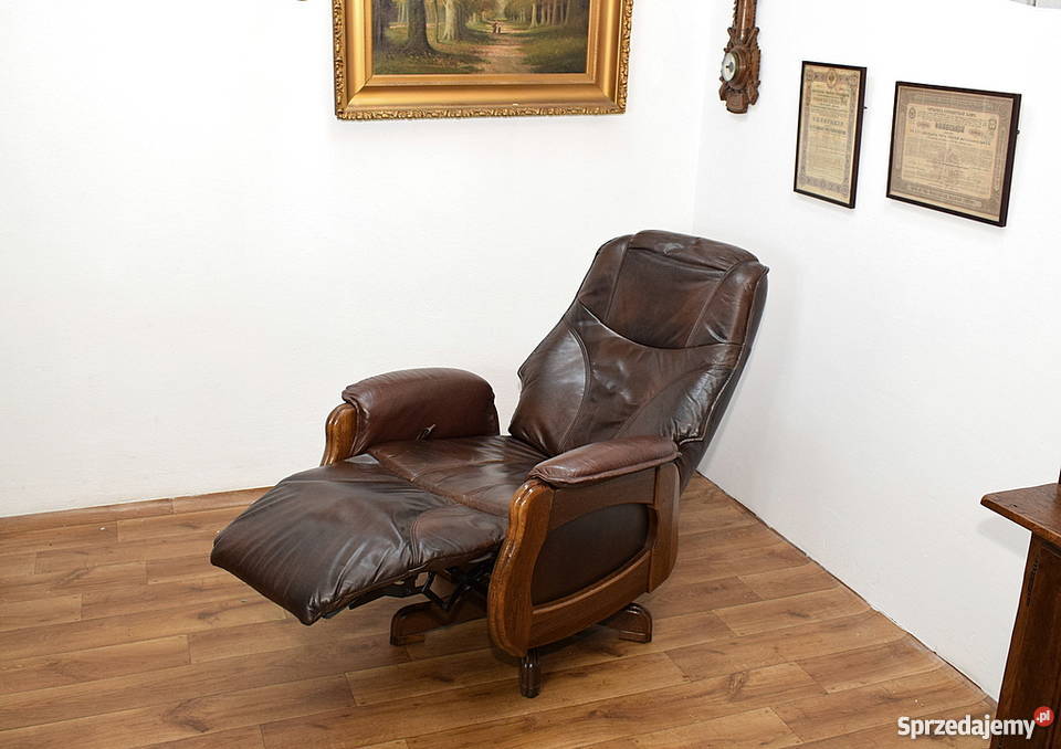 ROZKŁADANY OBROTOWY FOTEL LENIUCH DĘBOWY Świdnica