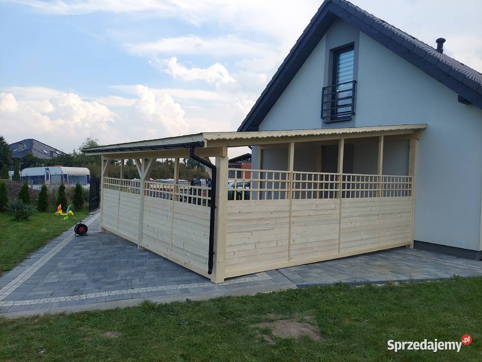 Zadaszenie Wiata Taras 35x7 dach PCV gont Smolice