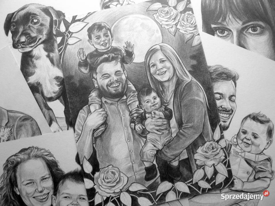 Portret ołówkiem ze zdjęcia rysunek na Kraków