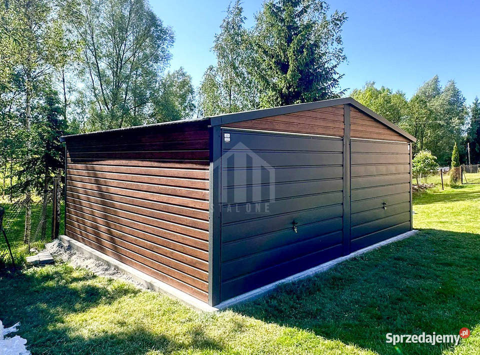Garaż blaszany 6x4m 2x brama drzwi drewnopodobny samodzielny Sprzedaż