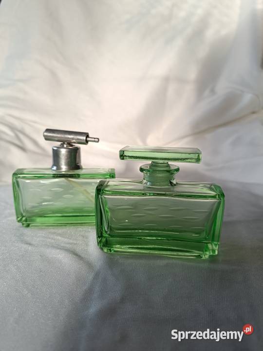 Komplet toaletowy 2 perfumerii z zielonego szkła Dekoracje i ozdoby Jastrzębie-Zdrój