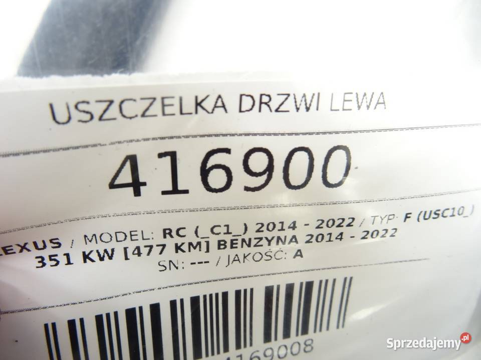 USZCZELKA DRZWI LEWA LEXUS RC SportowyCoupe osobowe Uszczelki