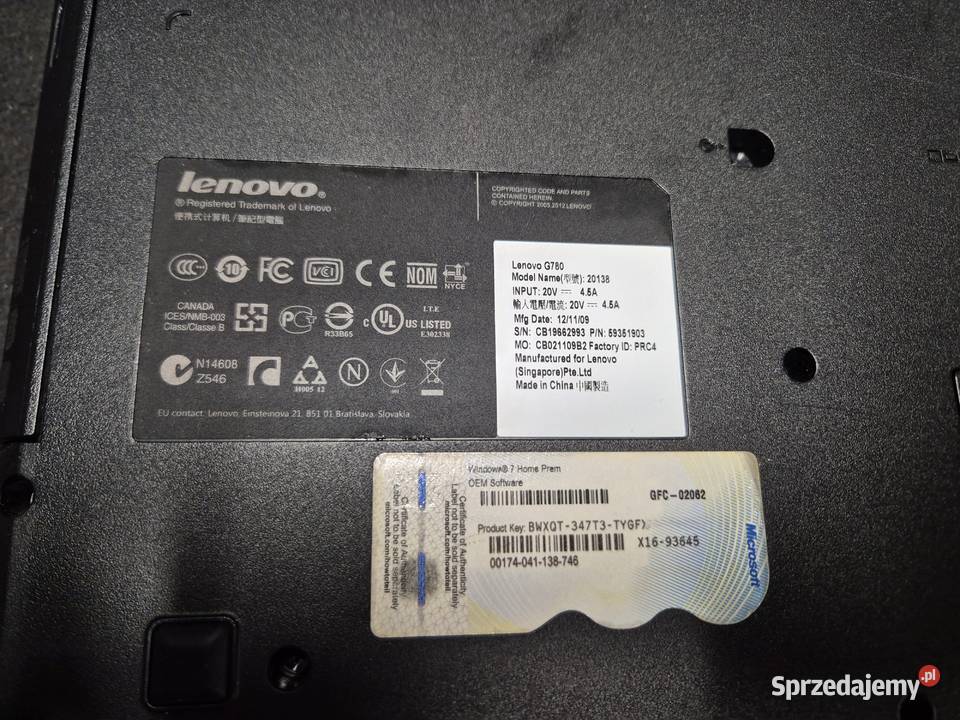 Laptop lenovo g780 uszkodzony prawy zawias Ruda Śląska