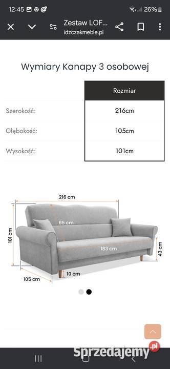 Kanapa i 2 fotele warmińsko-mazurskie Działdowo