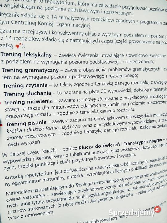 Trening maturalny książki outlet używane Warszawa