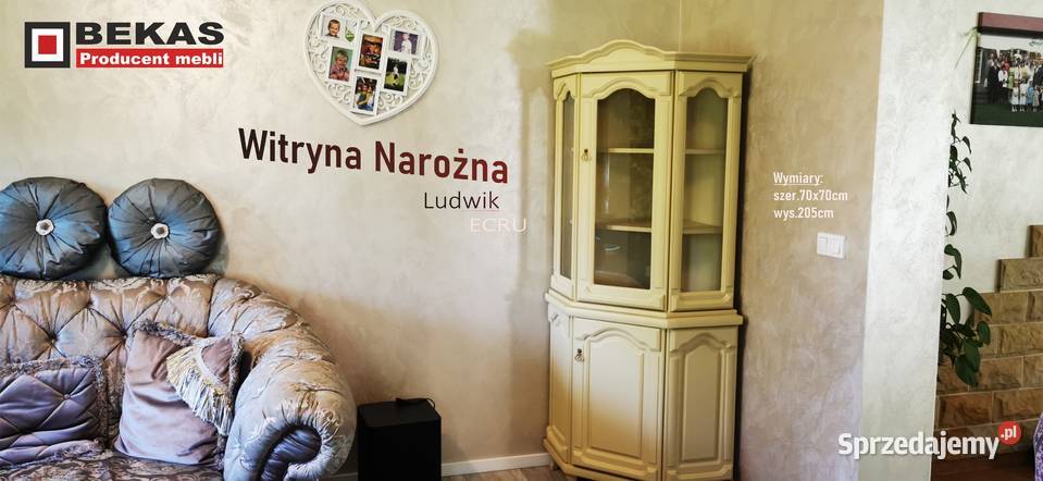 Witryna Narożnik Ludwik 70 Waniliowy ECRU Dąb Kredensy i witryny małopolskie Limanowa