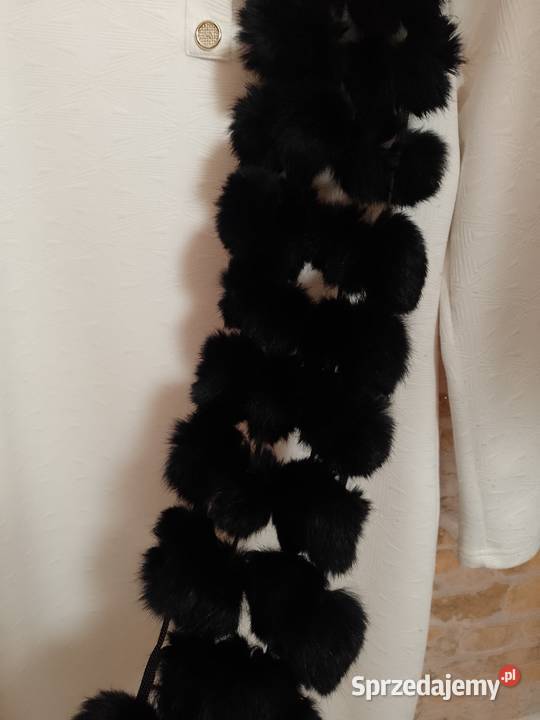 Czarny futrzany szal futrzana Etola futro z