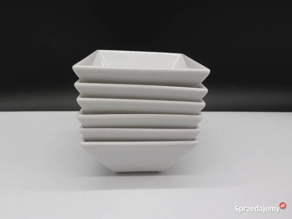 Zestaw 6 Kwadratowych Salaterek Porcelanowych Raszków