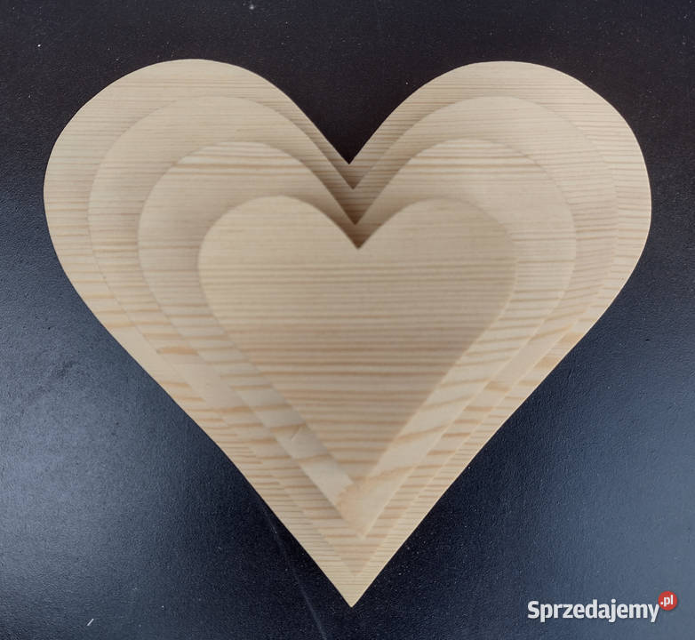 serce serduszko drewniane 3D grube zestaw 4 Gdańsk