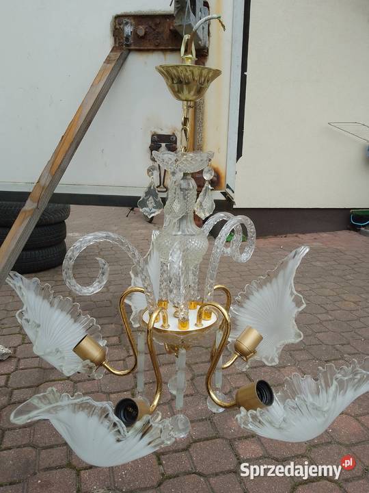 Żyrandol szklany retro Włoski styl 5 ramion na Mińsk Mazowiecki