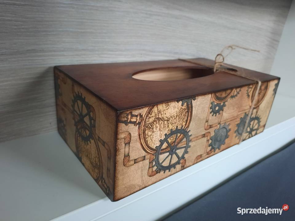 Chustecznik męski drewniany decoupage Rękodzieło Rękodzieło