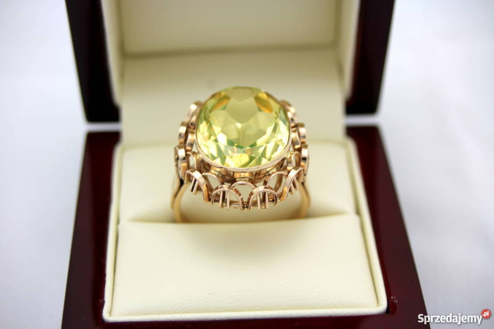 Złoty pierścionek z zielonym spinelem 585 1293 g wielkopolskie Poznań